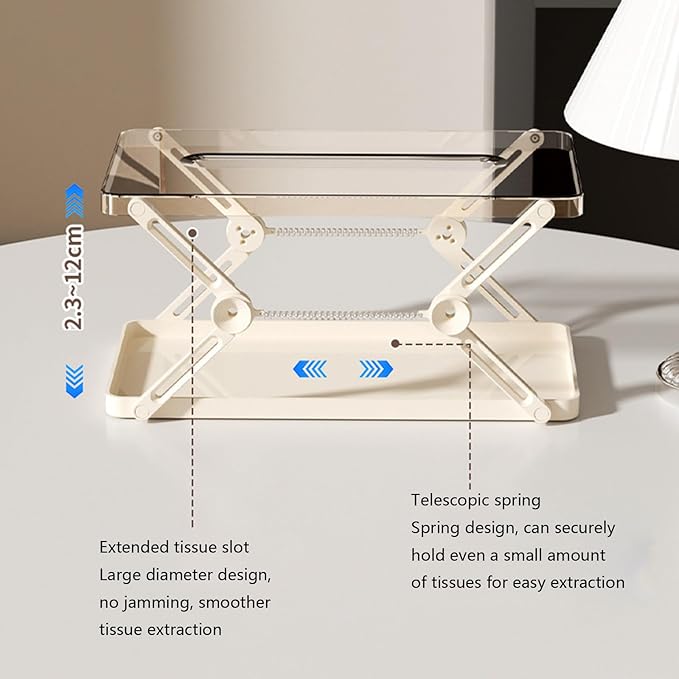 Adjustable Tissue Box With Spring Mechanism| Multipurpose Storage For Kitchen, Living Room, Bedroom....